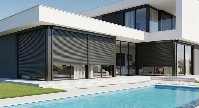 واجهة منزل مع رولينج شاتر — برايت UPVC & شاتر